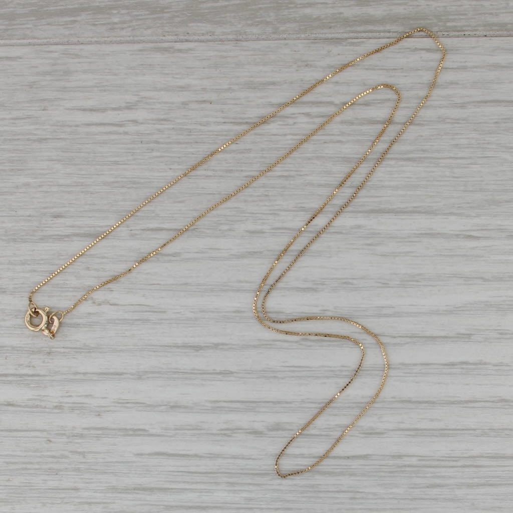 18.25" 0.6mm Box Chain Necklace 10k Yellow Gold Italian