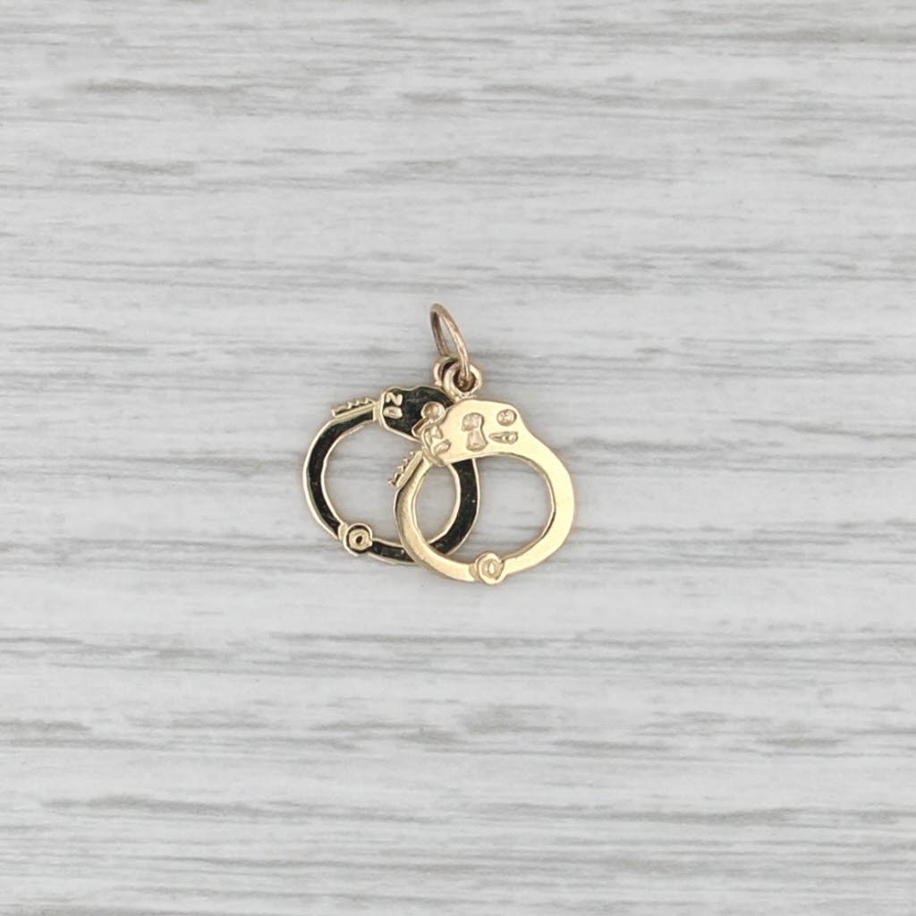 Handcuffs Charm 14k Yellow Gold Small Drop Pendant