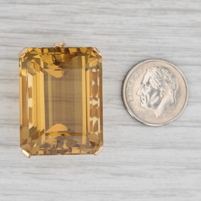 68ct Orange Citrine Pendant 18k Yellow Gold Emerald Cut Solitaire