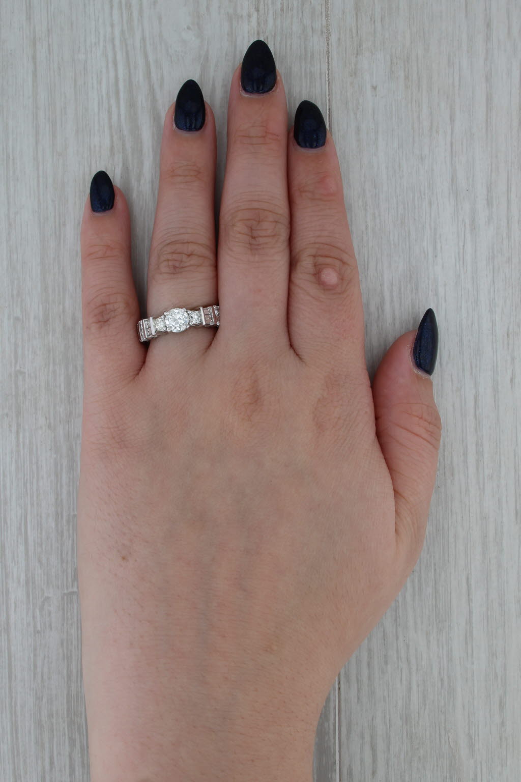 2.13ctw Diamond Engagement Ring 14k White Gold Size 7 stackable Anniversary Band