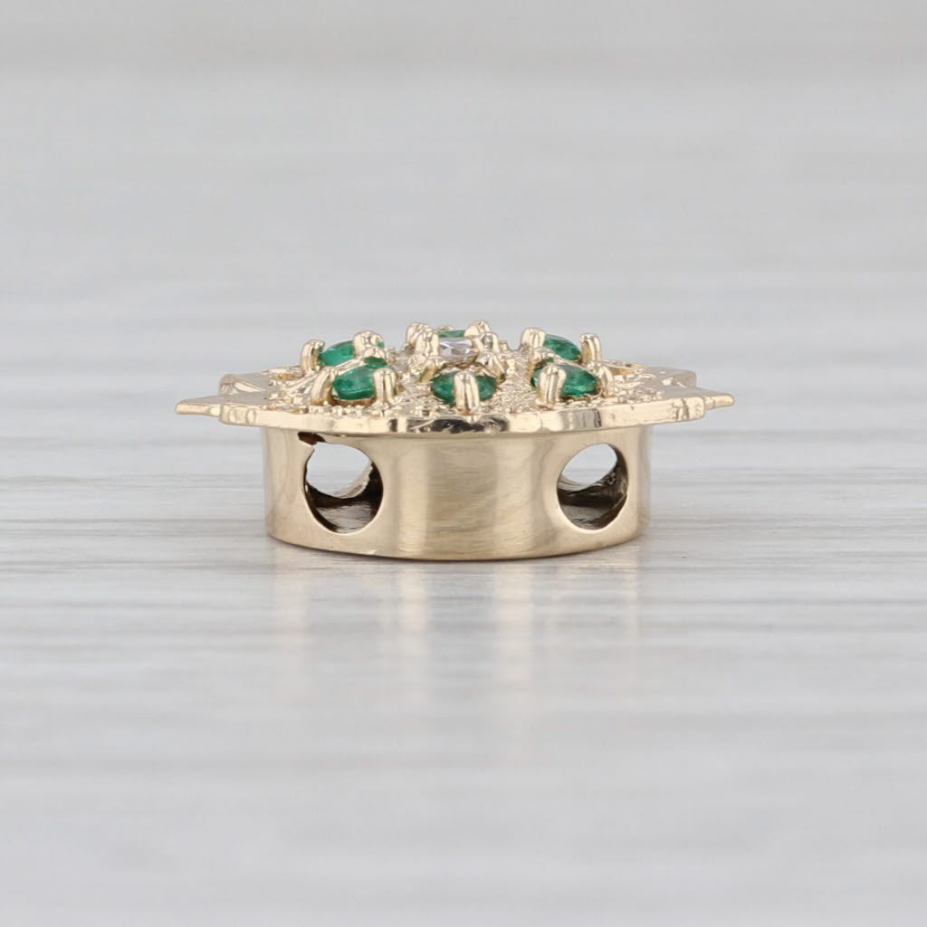 Vintage Richard Glatter 0.16ctw Emerald Diamond Slide Bracelet Charm