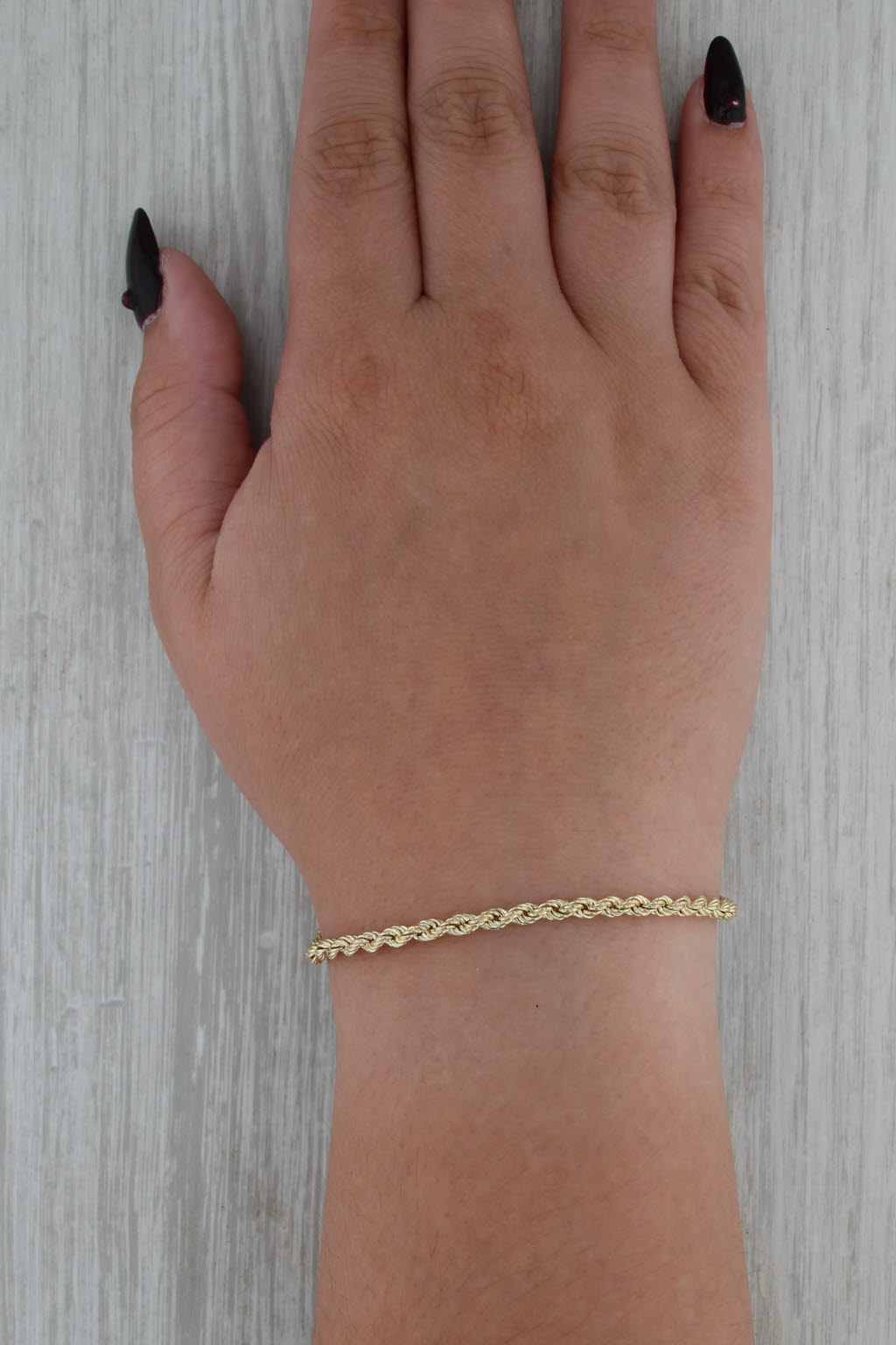 Rope Chain Bracelet 10k Yellow Gold 7" 3mm