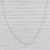 Light Gray 0.20ctw Diamond Station Necklace 18k White Gold 16" Cable Chain