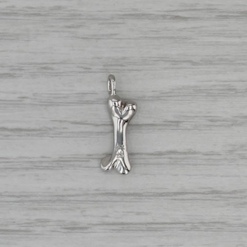 0.17ctw Diamond Dog Bone Charm 14k White Gold Pendant