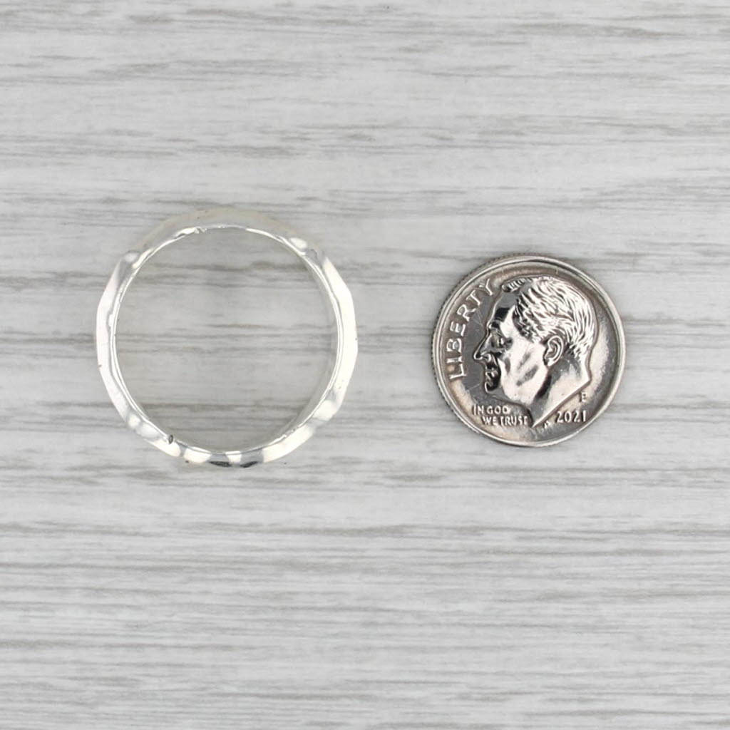 Hammered Silver Cuff Wide Band Ring Sterling Silver Size 9.25