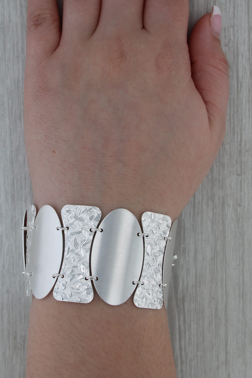 Chunky Silver Panel Bracelet Sterling Silver 7.25" 40.1mm Italian