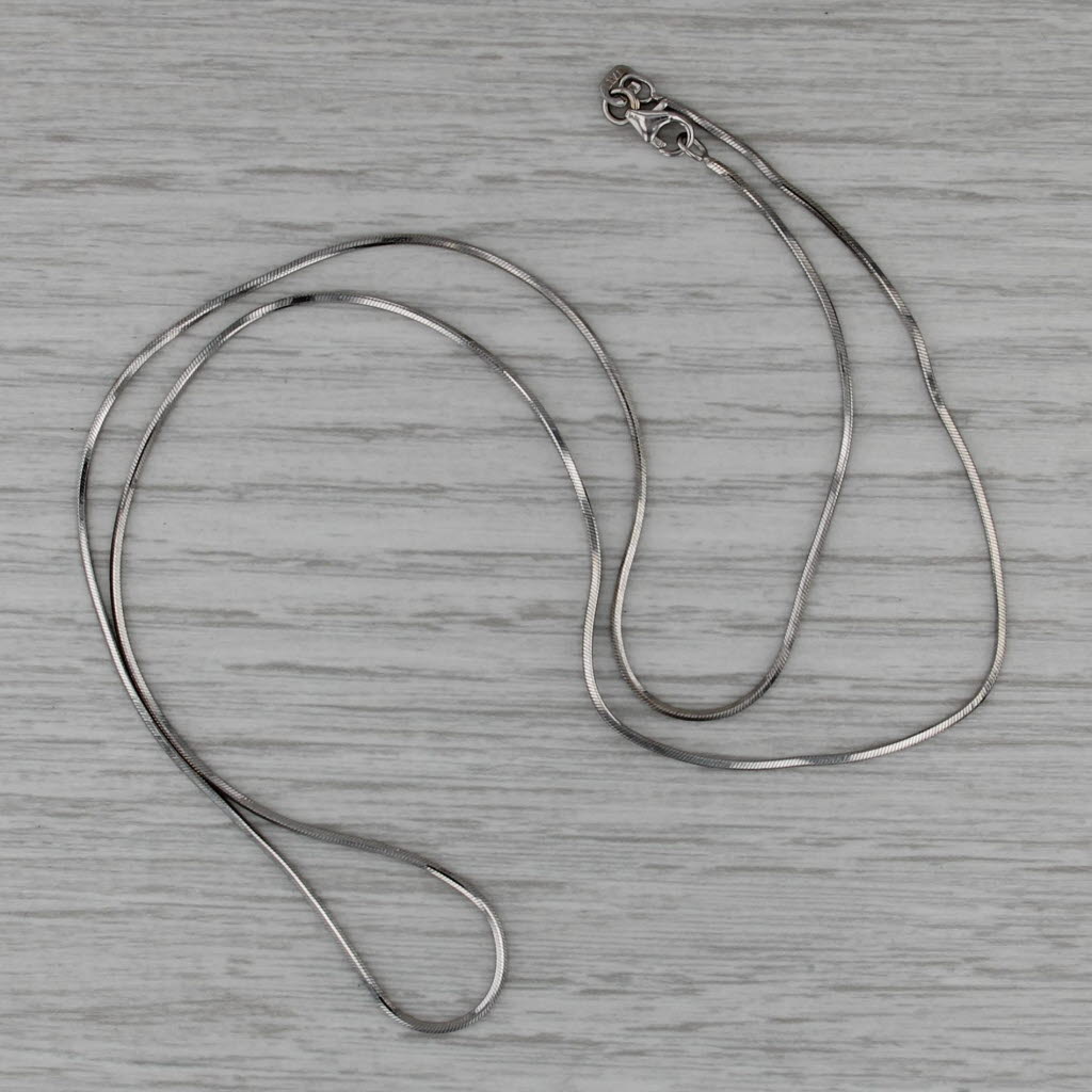 10k White Gold Box Snake Chain 20" 1mm Lobster Clasp
