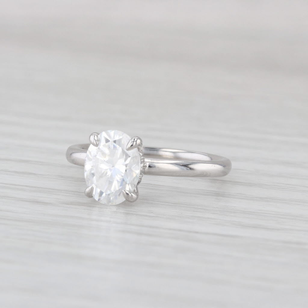 1.57ctw Moissanite Oval Solitaire Engagement Ring 14k White Gold Size 4