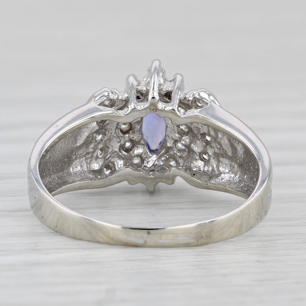 Gray 0.68ctw Marquise Tanzanite Diamond Halo Ring 14k White Gold Size 5.5 Engagement