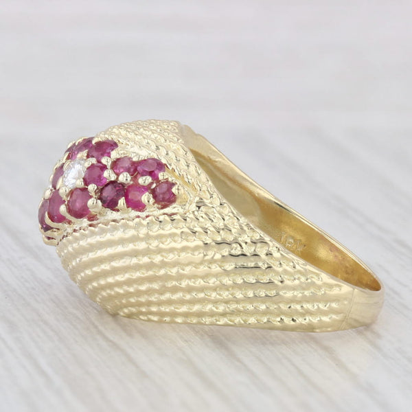 1.70ctw Diamond Ruby Flower Ring 18k Yellow Gold Size 7.5 Cocktail