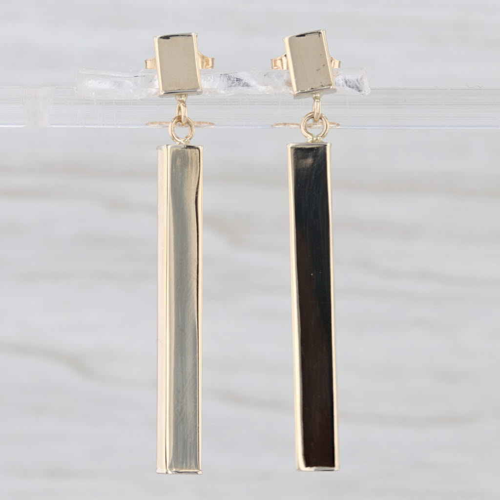 Italian Bar Dangle Earrings 14k Yellow Gold Drops