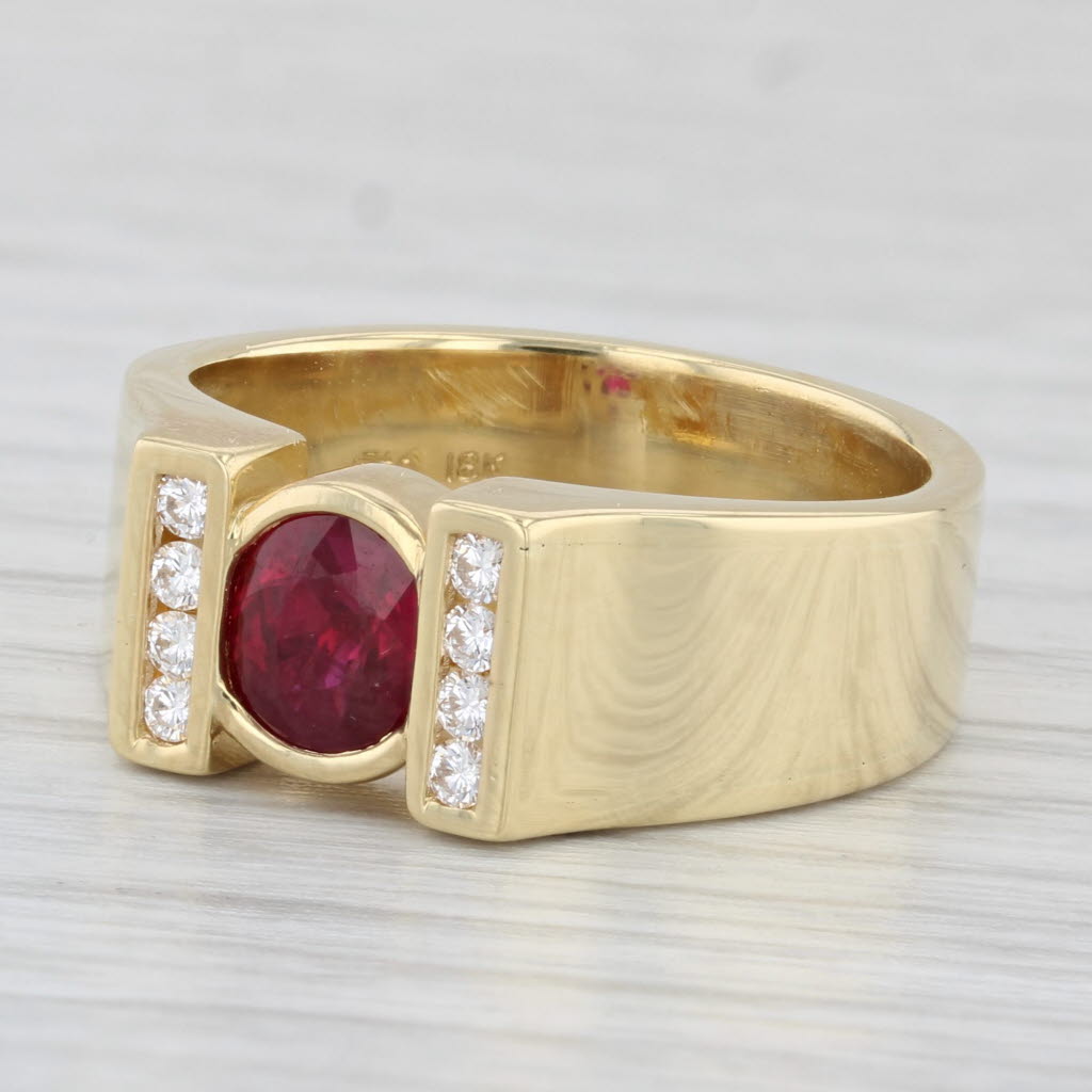 Light Gray 1.06ctw Round Ruby Diamond Ring 18k Yellow Gold Size 7.25 Engagement GIA