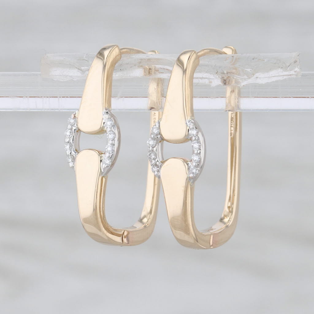 Audry Rose 2-Toned Diamond Buckle Hoop Earrings 14k White Yellow Gold Hoops