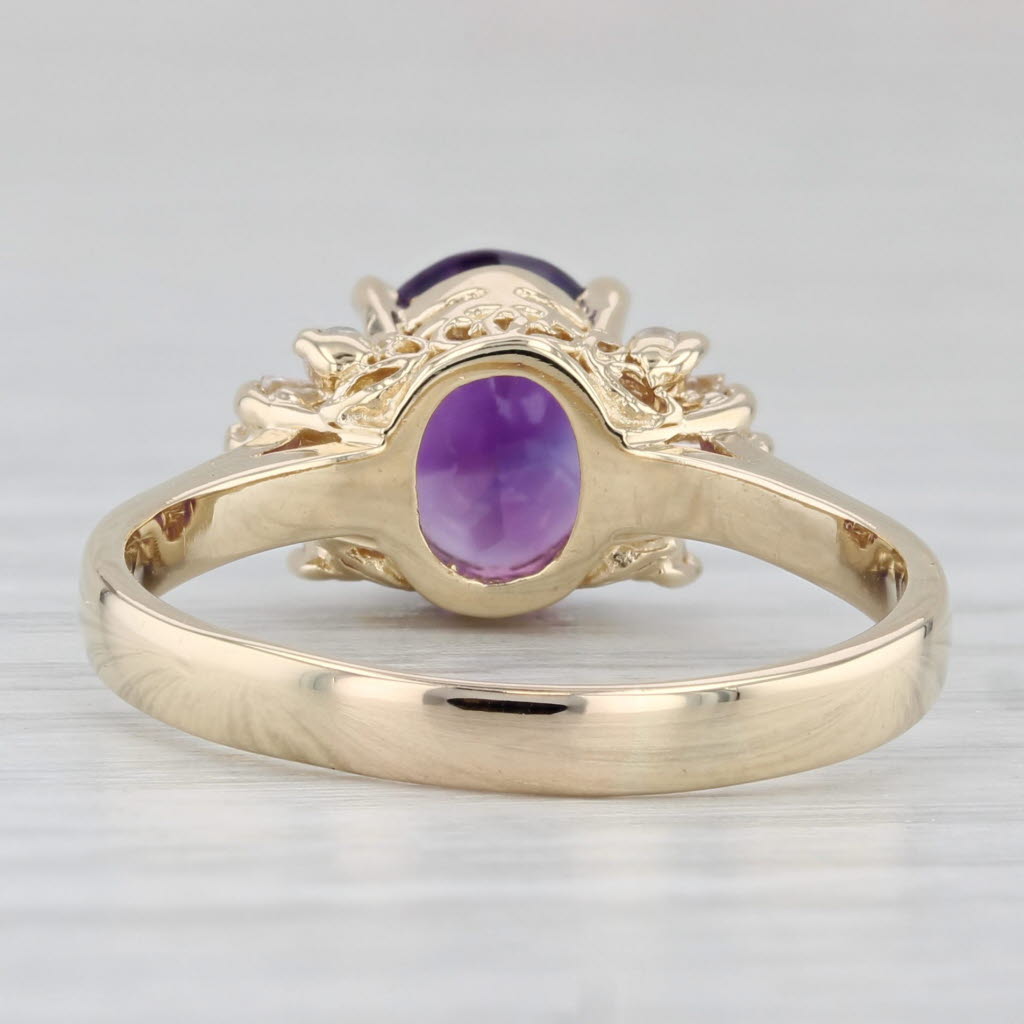 Light Gray 1.80ctw Amethyst Diamond Ring 14k Yellow Gold Size 8.5