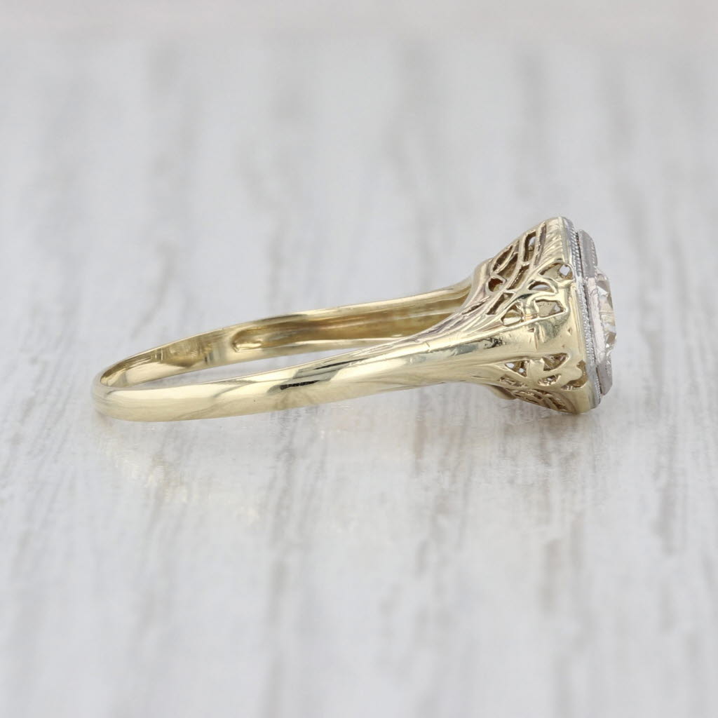 Vintage GIA 0.54ct Round Diamond Solitaire Engagement Ring 14k Gold Palladium
