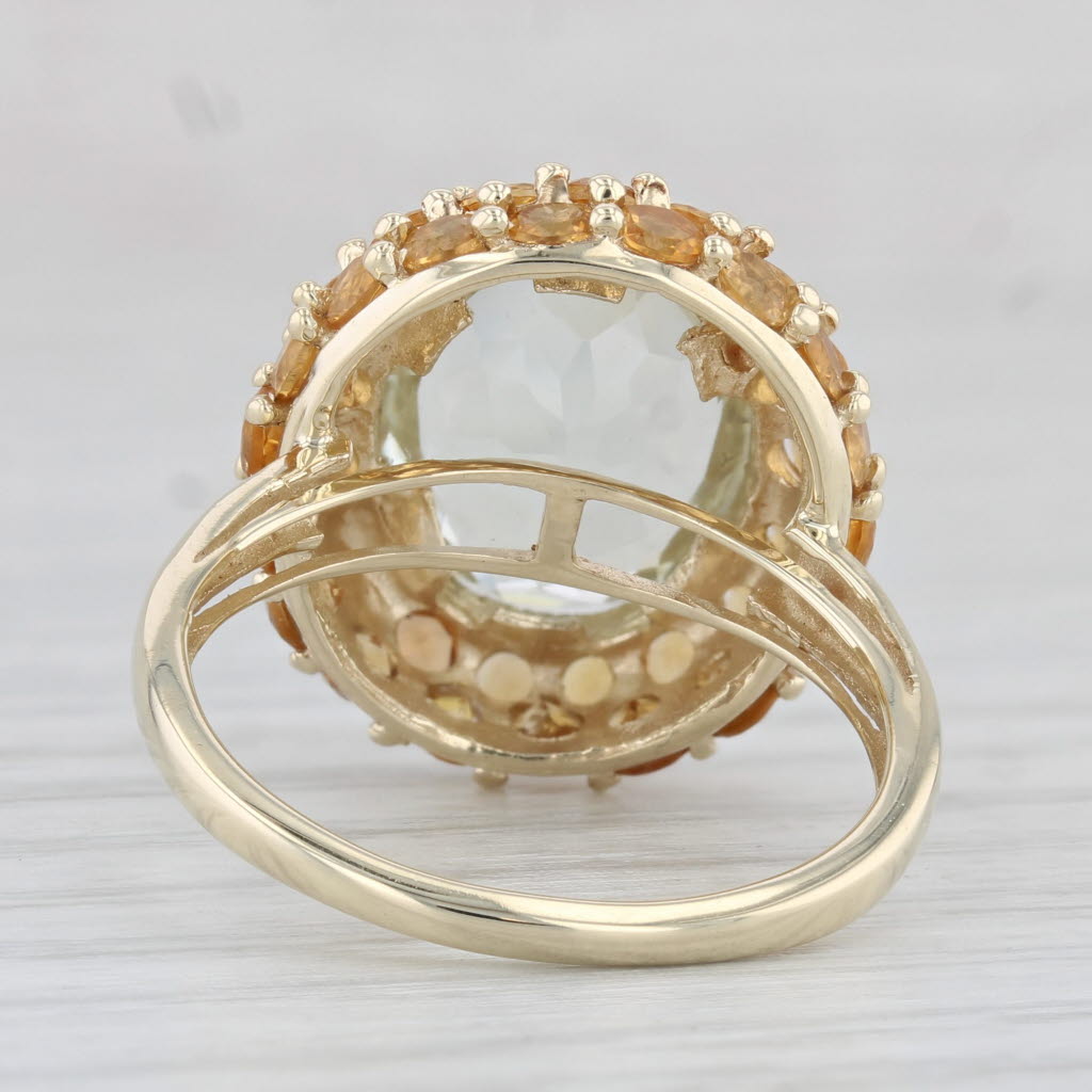 Light Gray 6.14ctw Prasiolite Green Amethyst Citrine Diamond Ring 10k Yellow Gold Size 8