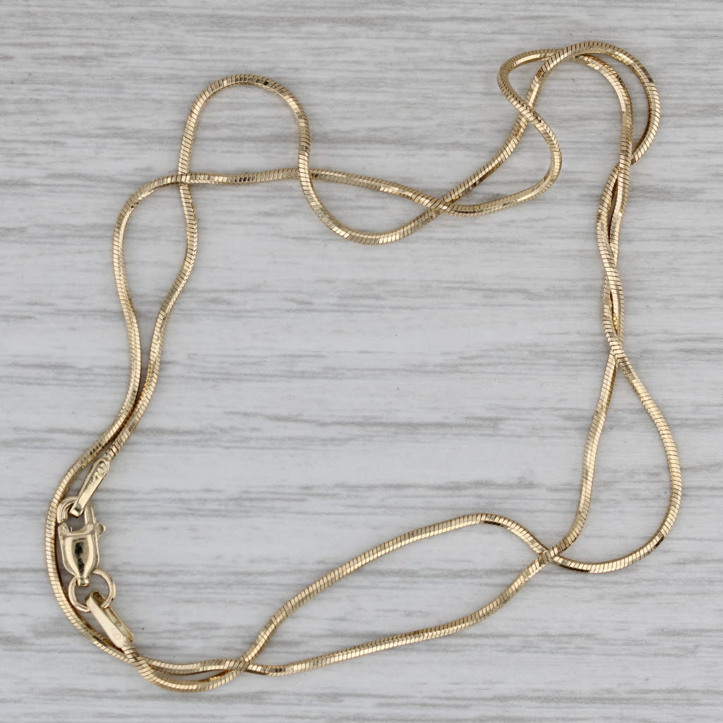 Gray Snake Chain Necklace 14k Yellow Gold 17" 1mm