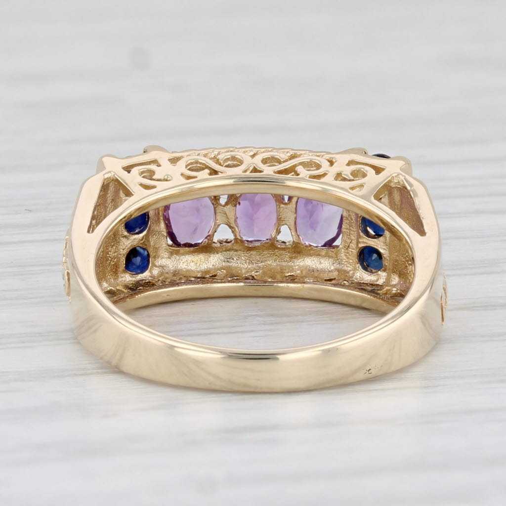 Light Gray 0.86ctw Amethyst Sapphire Ring 10k Yellow Gold Size 5 Vintage