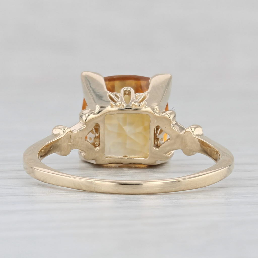 Light Gray 3.90ct Citrine Cushion Solitaire Ring 14k Yellow Gold Size 10