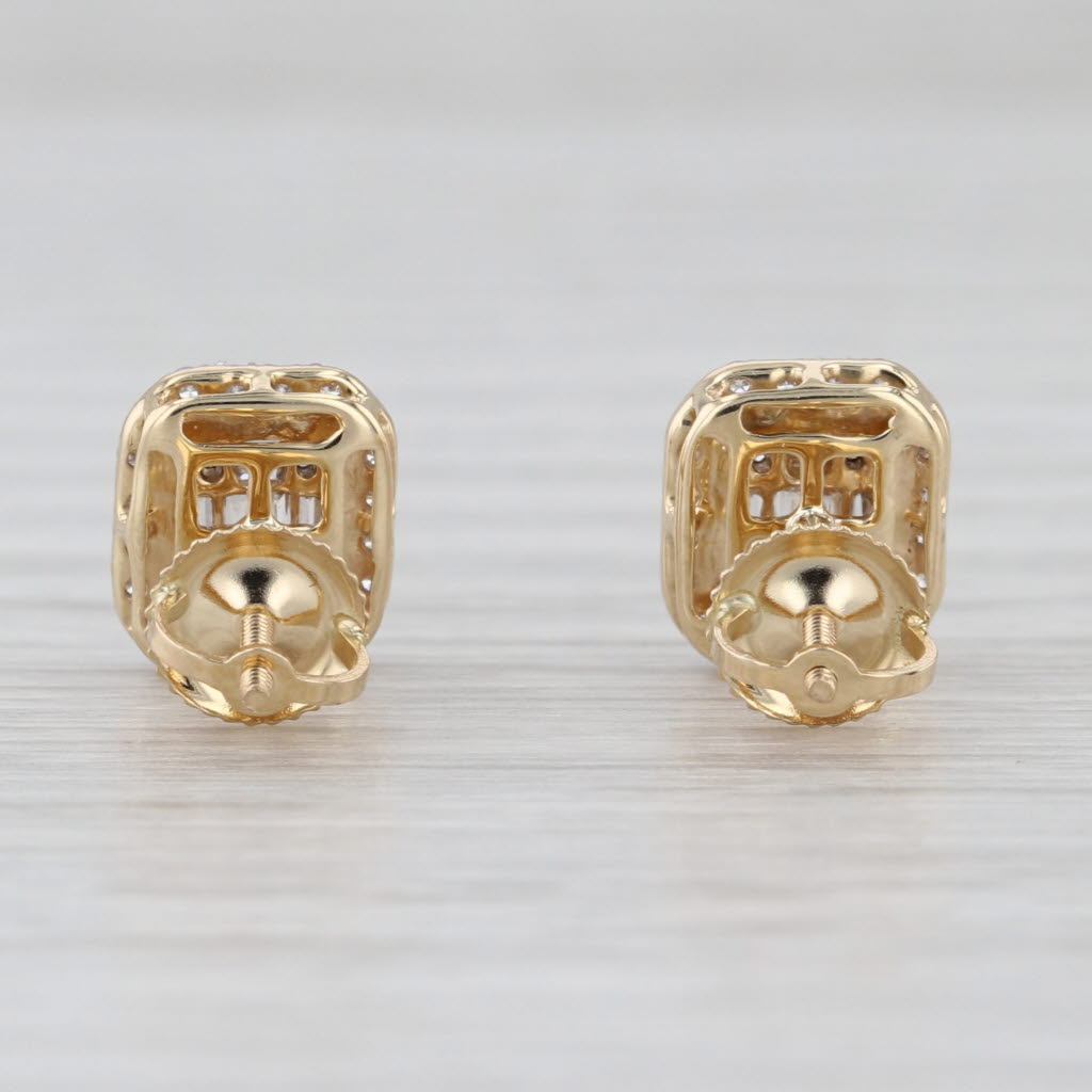 0.30ctw Diamond Halo Stud Earrings 14k Yellow Gold Screw Back Studs