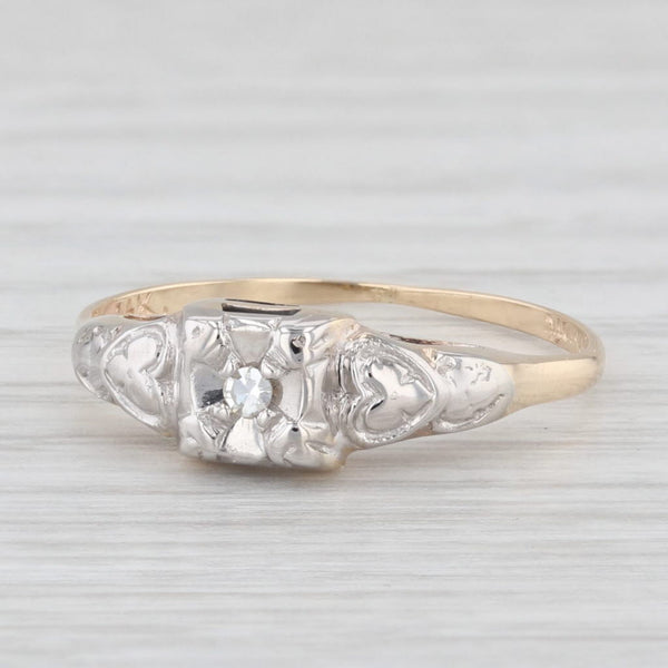 Vintage Diamond 14k Yellow and White Gold Size 5.5 Ring