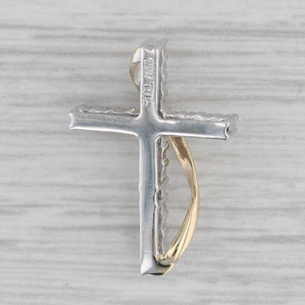 Gray 0.20ctw Diamond Cross Pendant 10k Yellow White Gold