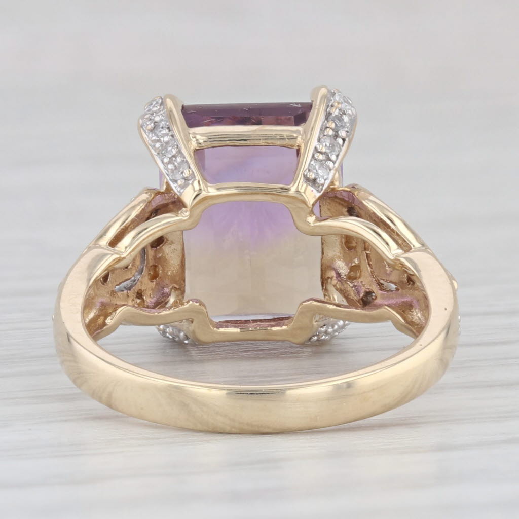 Light Gray 4.90ctw Purple Yellow Ametrine Diamond Ring 10k Yellow Gold Size 6