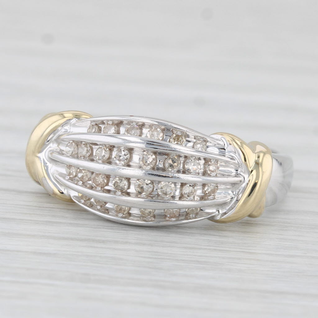 Light Gray 0.22ctw Diamond Ring 10k White Yellow Gold Size 7