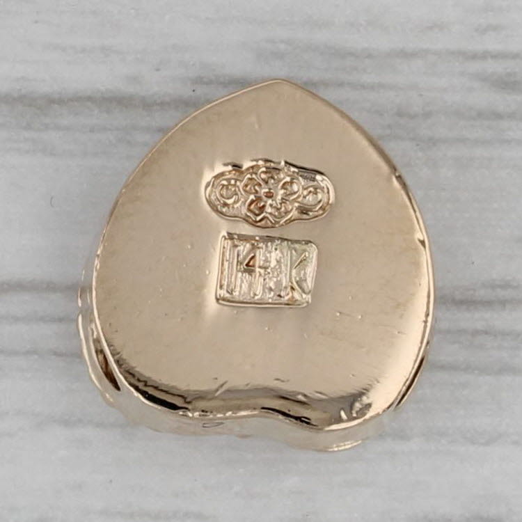 Dark Gray 0.25ct Amethyst Heart Slide Bracelet Charm 14k Yellow Gold Vintage Old Victoria