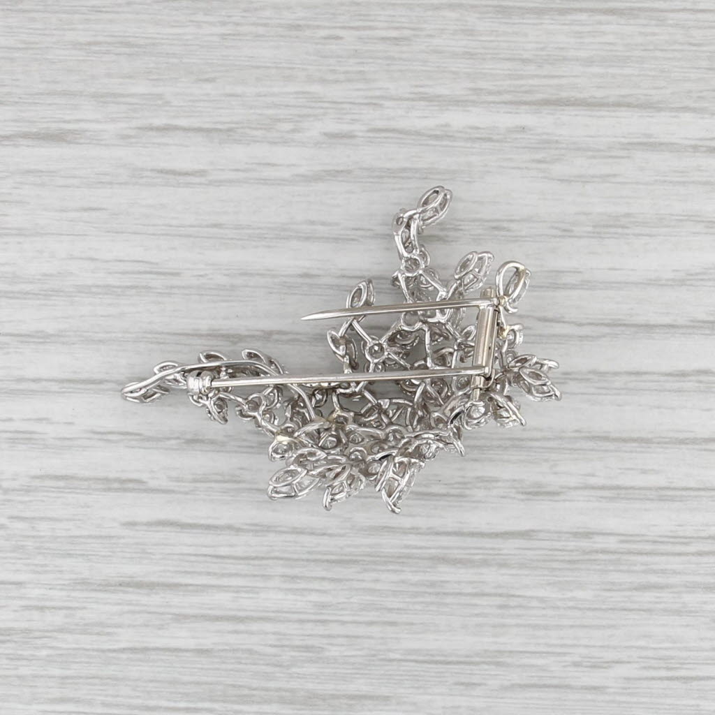 8.65ctw VS2 Diamond Abstract Cluster Brooch Platinum 8k Gold Pin
