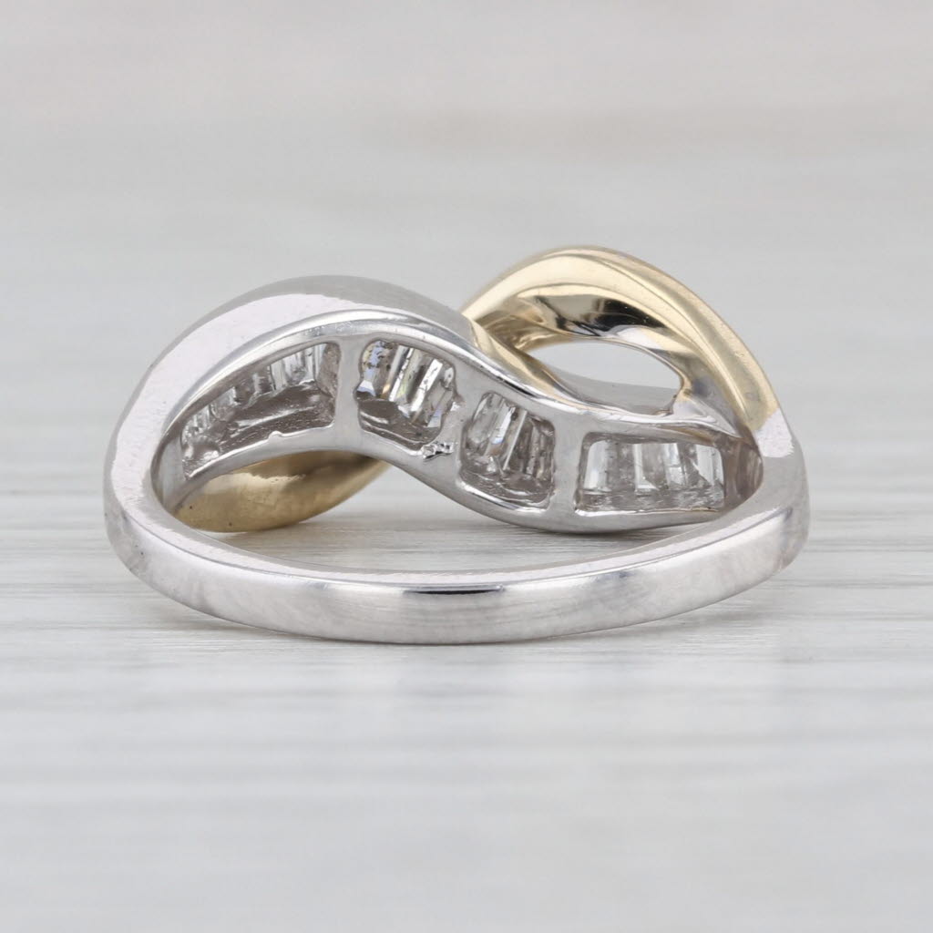 0.80ctw Diamond Contoured Ring Abstract Overlay 10k White Yellow Gold Size 7