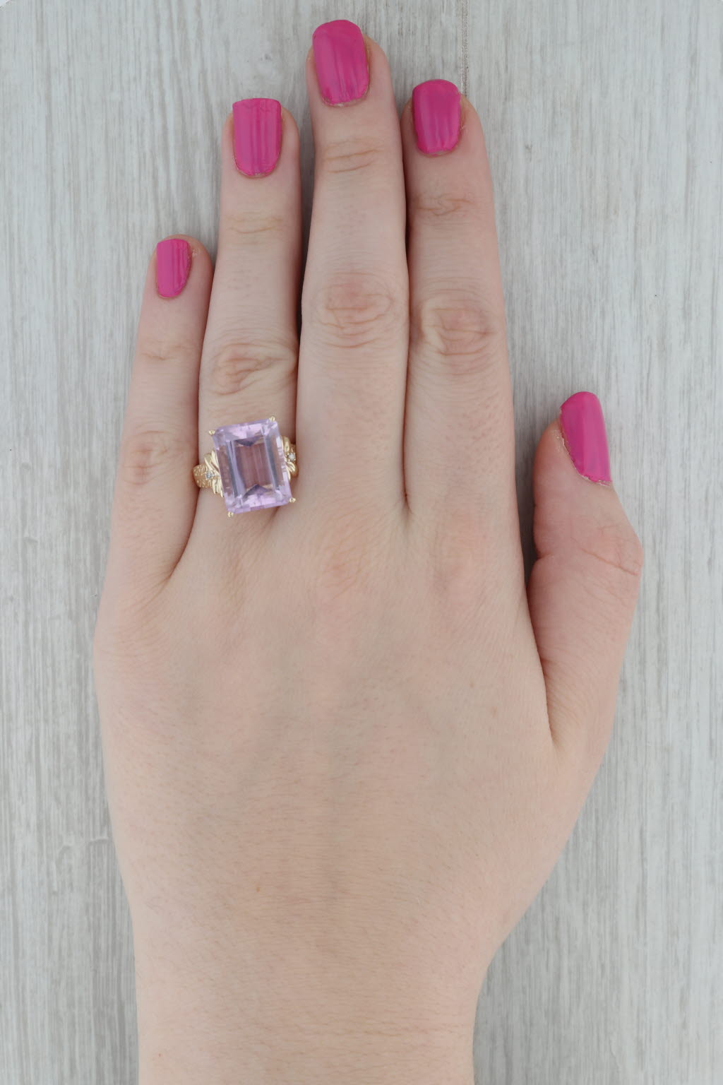 Dark Gray 12.02ctw Emerald Cut Amethyst Diamond Ring 10k Yellow Gold Size 8.25 Cocktail