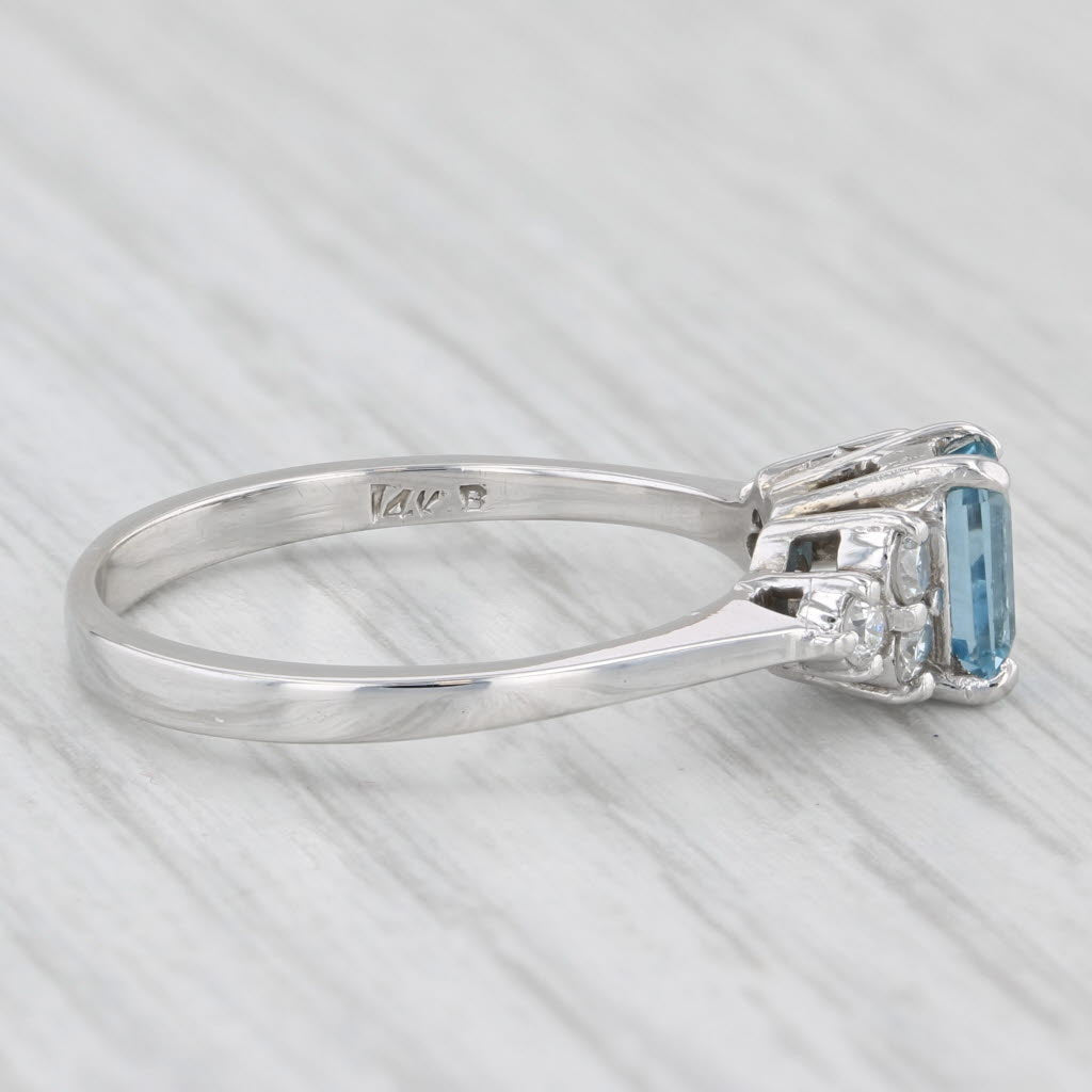 Light Gray 0.81ctw Aquamarine Diamond Ring 14k White Gold Size 7.5