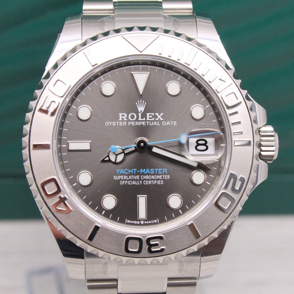 Dark Gray 2023 Rolex Yachtmaster 37mm Rhodium 268622 Steel Platinum Watch Unworn Box Card