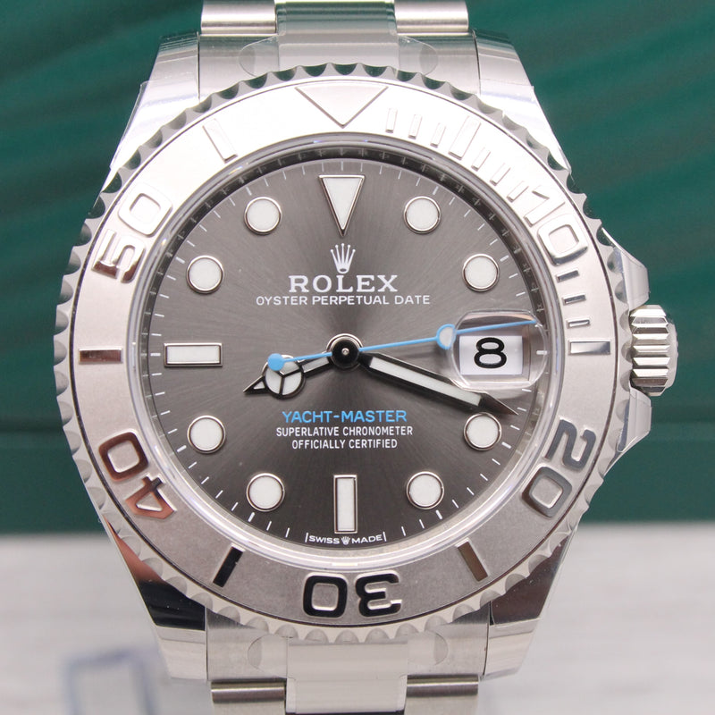 2023 Rolex Yachtmaster 37mm Rhodium 268622 Steel Platinum Watch Unworn Box Card