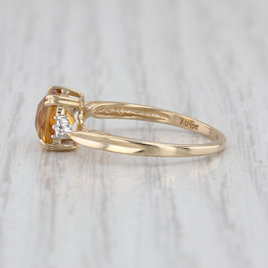 1.40ct Cushion Citrine Diamond Solitaire Ring 10k Yellow Gold Size 7