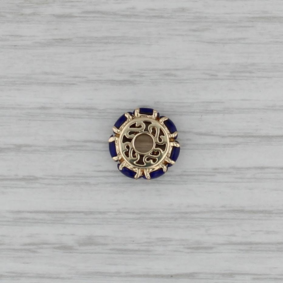 Blue Lapis Lazuli Bead Spacer Charm 14k Yellow Gold