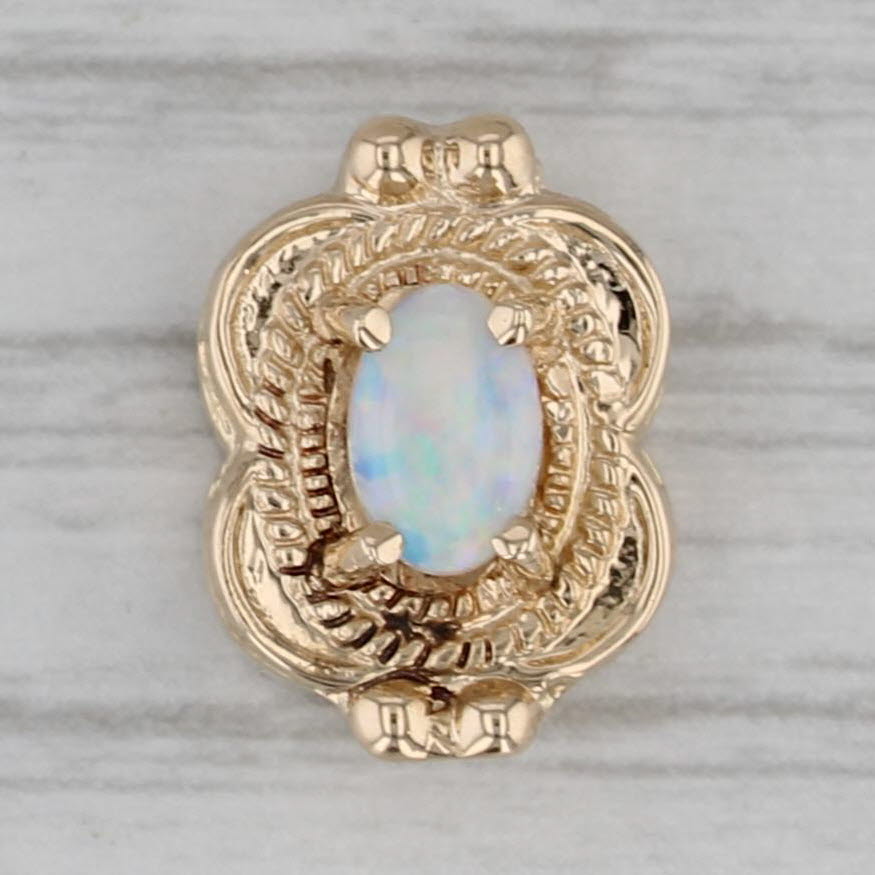 Gray Oval Opal Solitaire Slide Bracelet Charm 14k Gold Richard Glatter Old Victoria