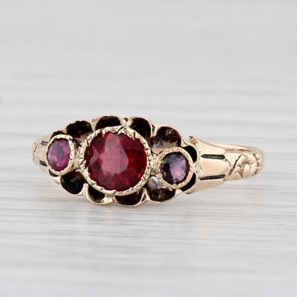 Antique Victorian Garnet Ruby Ring 9k Yellow Gold Size 5.5