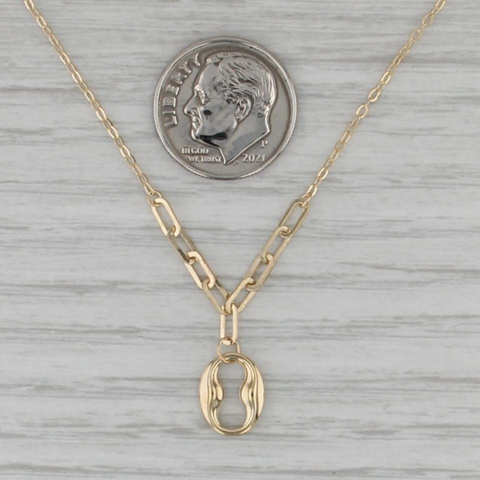 Cable Chain Necklace Mariner Chain Link Pendant 18k Yellow Gold 16.25"