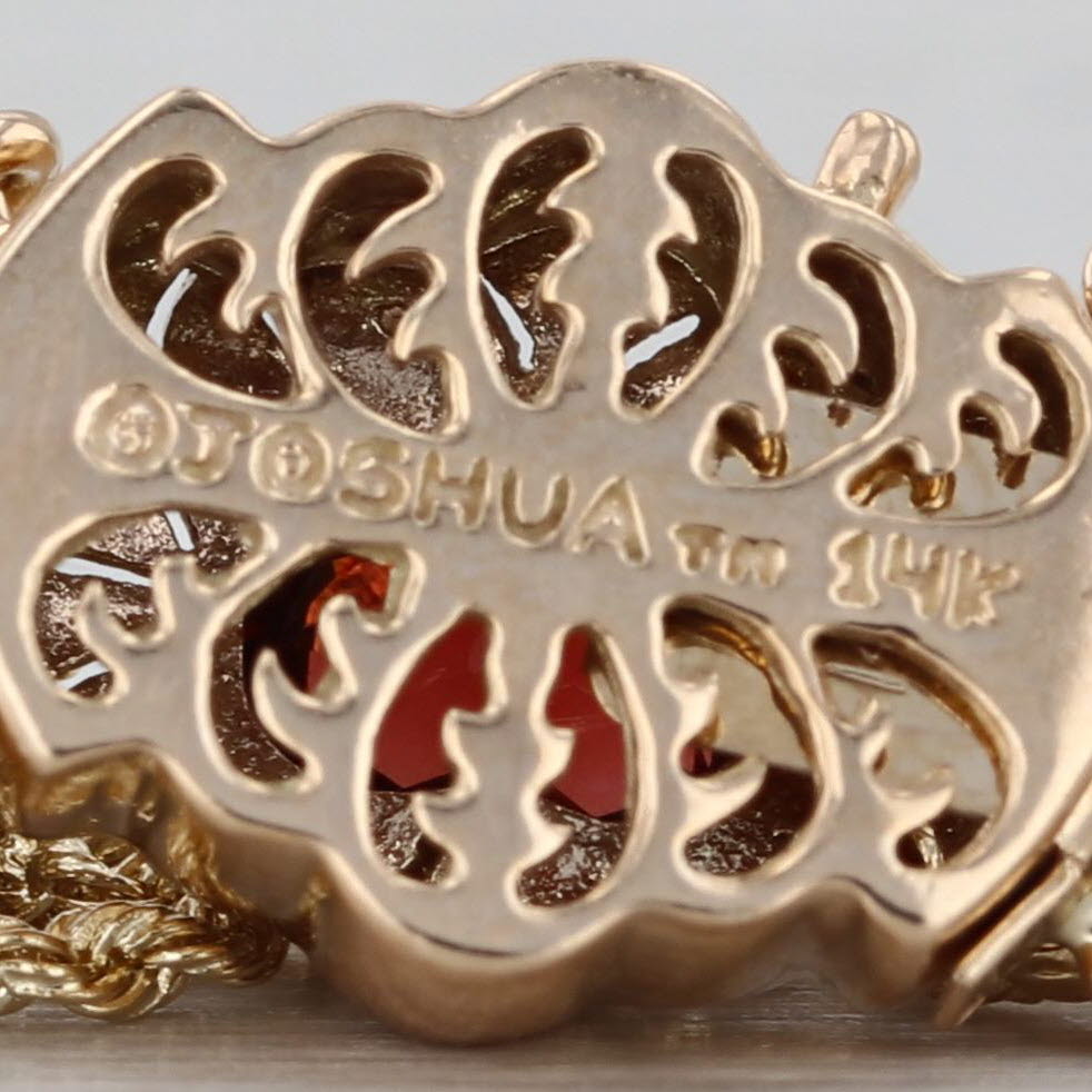 Joshua 1.26ctw Garnet Diamond Slide Charm Bracelet 14k Yellow Gold 8.5"