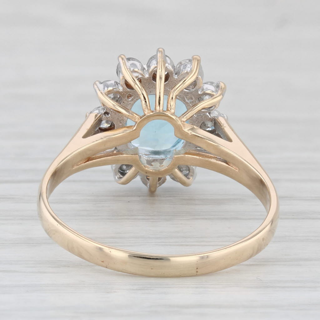 Light Gray 2.83ctw Oval Blue Topaz Diamond Halo Ring 14k Yellow Gold Size 8.5 Engagement