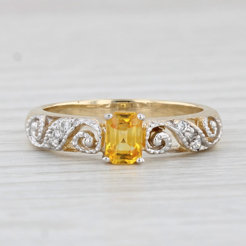 0.79ctw Yellow Sapphire Diamond Ring 14k Yellow Gold Size 8 Stackable