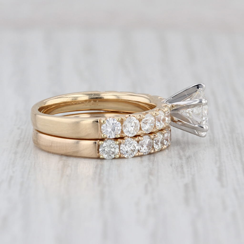 GIA 3.31ctw Round Diamond Engagement Ring Wedding Band Bridal 14k Gold Size 7.5