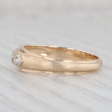 Light Gray Vintage Diamond 3-Stone Wedding Band 14k Yellow Gold Size 8 Stackable Ring