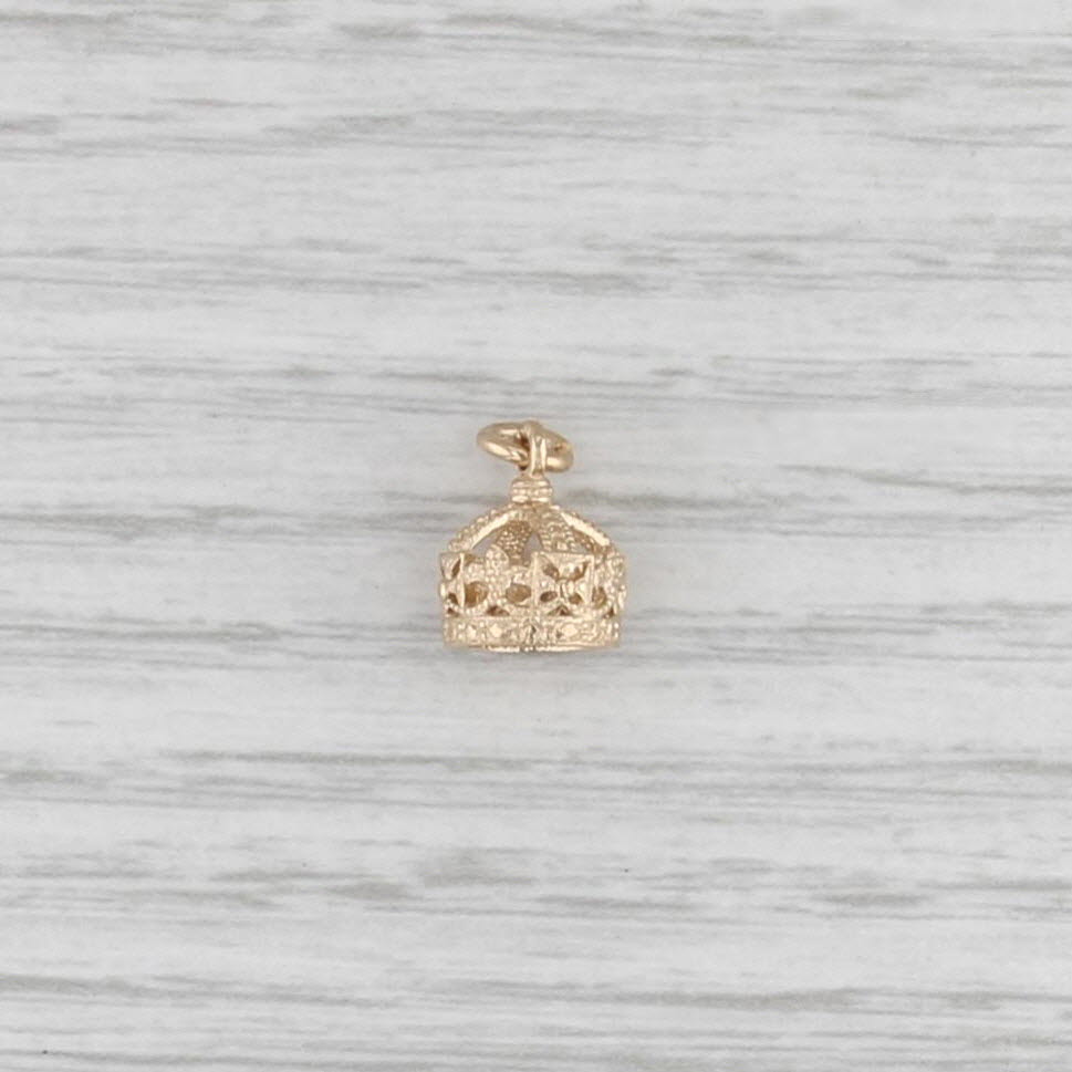 Ornate Crown Charm 14k Yellow Gold Small Pendant