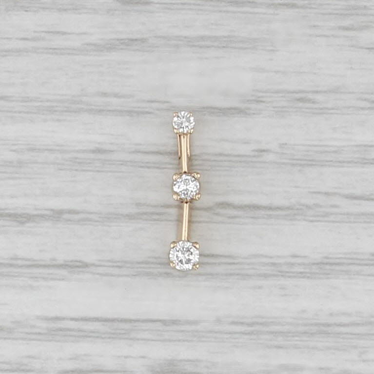 0.22ctw Diamond 3-Stone Journey Pendant 14k Yellow Gold Floating Drop