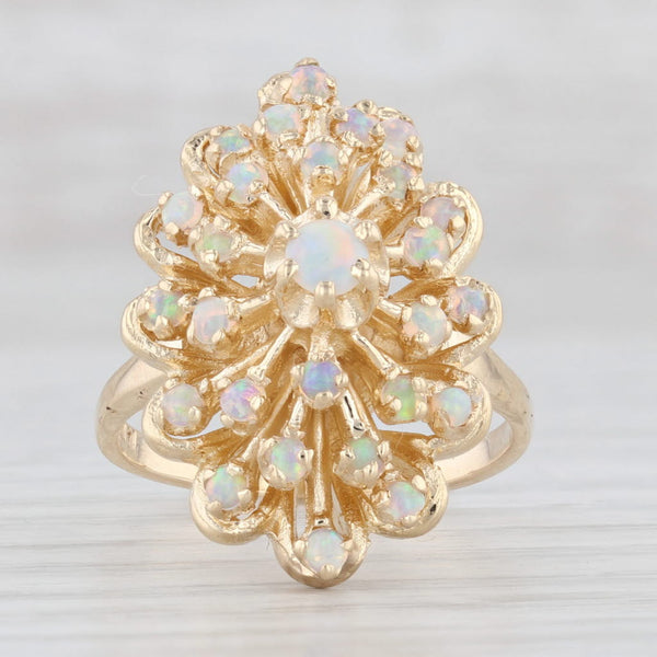 Light Gray Opal Cluster Ring 14k Yellow Gold Size 6.25 Cocktail
