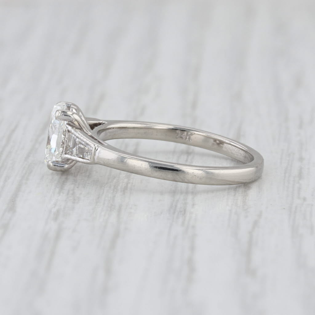 GIA 1.33ctw Oval Diamond Engagement Ring 14k White Gold Sz 6.75 Baguette Accents