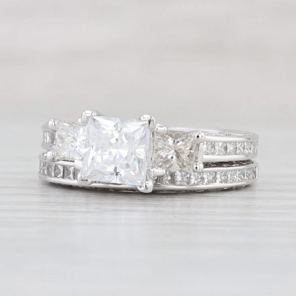 3.05ctw Semi Mount Diamond Engagement Ring Wedding Band Set 18k Gold Size 5.75